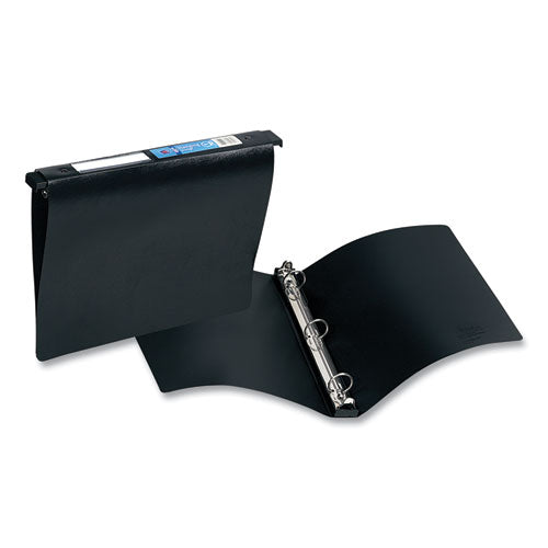 Hanging Storage Flexible Non-View Binder with Round Rings, 3 Rings, 1" Capacity, 11 x 8.5, Black-(AVE14801)