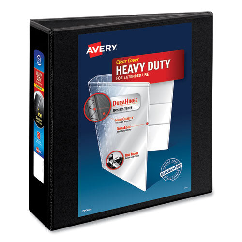 Heavy-Duty Non Stick View Binder with DuraHinge and Slant Rings, 3 Rings, 3" Capacity, 11 x 8.5, Black, (5600)-(AVE05600)